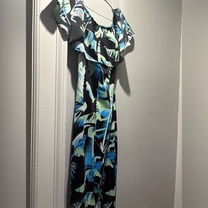 Tropical Off-Shoulder Maxi Dress